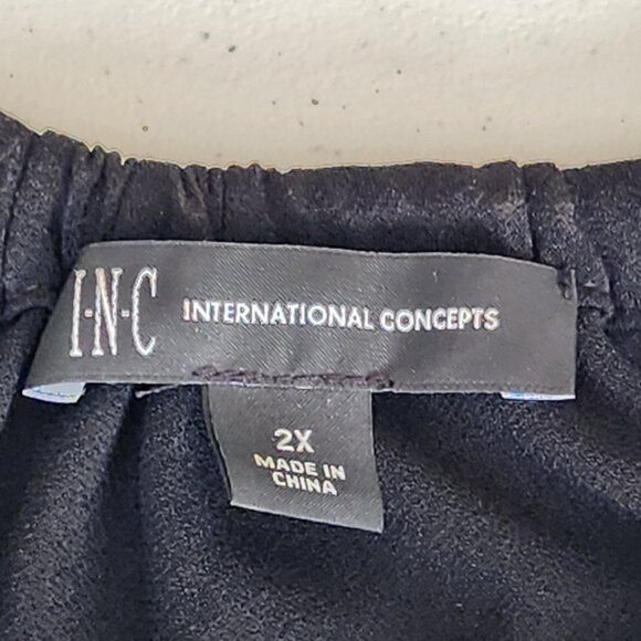 INC Black Halter Top, Multi-color Sequin Flowers, Bubble Hem, Plus Size 2X - Picture 8 of 15